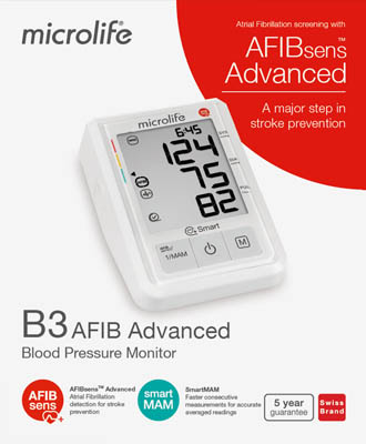 Microlife B3 AFIB Advanced Blood Pressure Monitor pack 2D